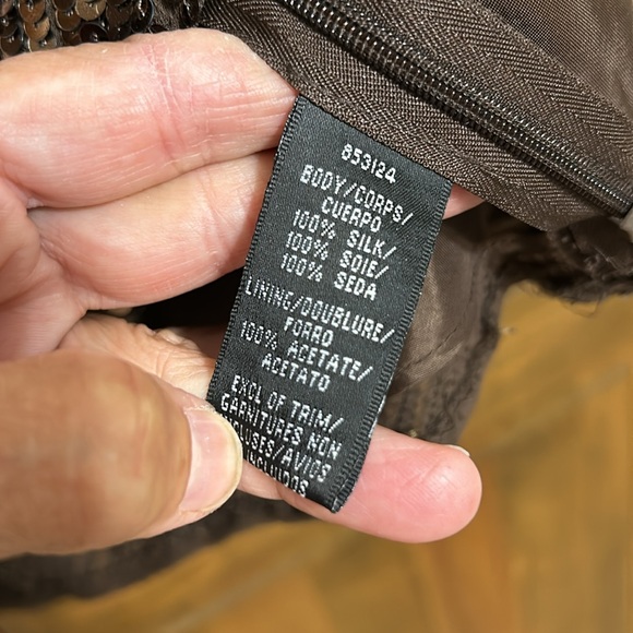 JS Collections Brown Bronze Sequin Dressy Cowl Neckline Top Tank Size 10 - Picture 5 of 6